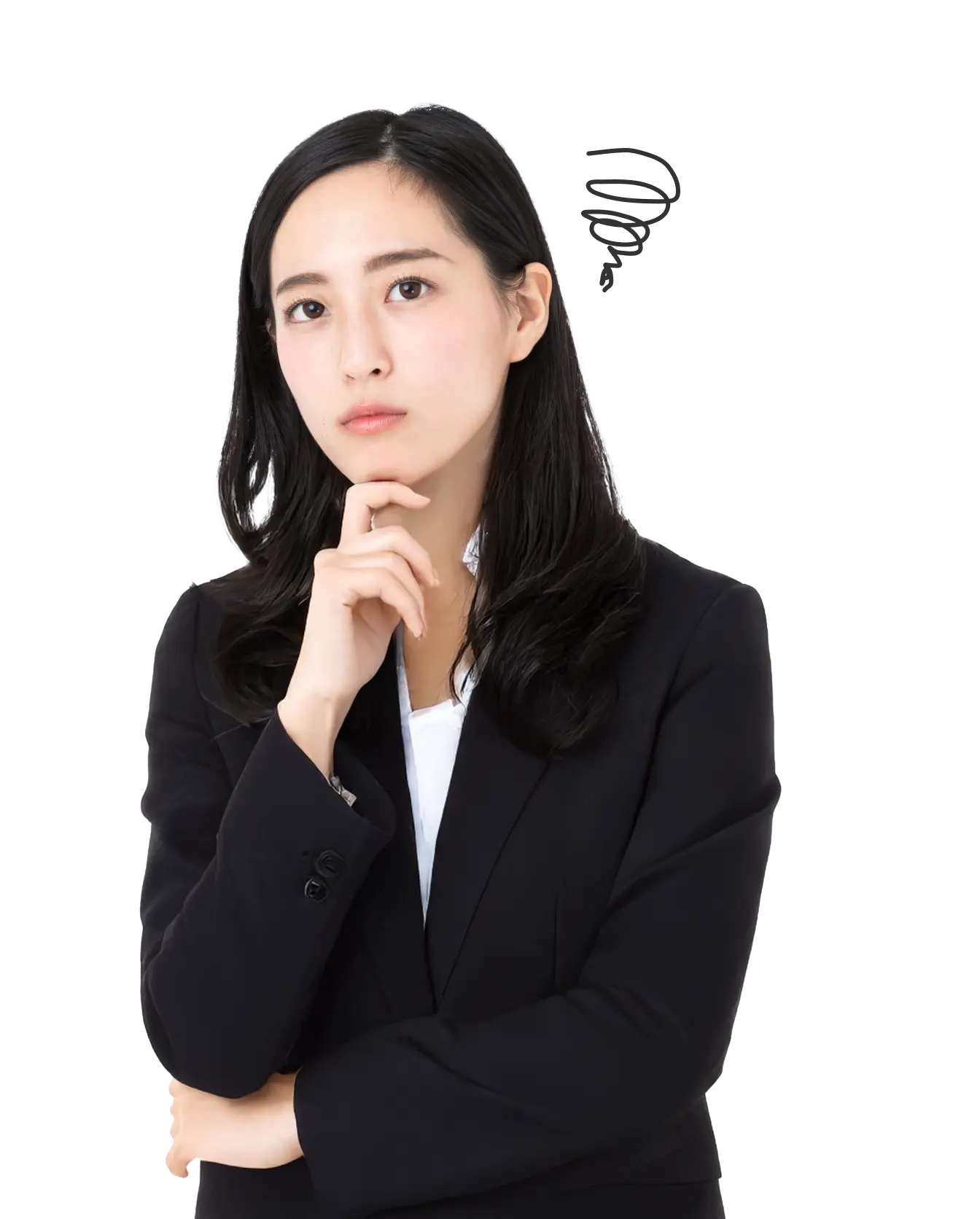 悩んでいる様子の女性の画像